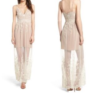 Wayf Illusion Lace Overlay Maxi Dress